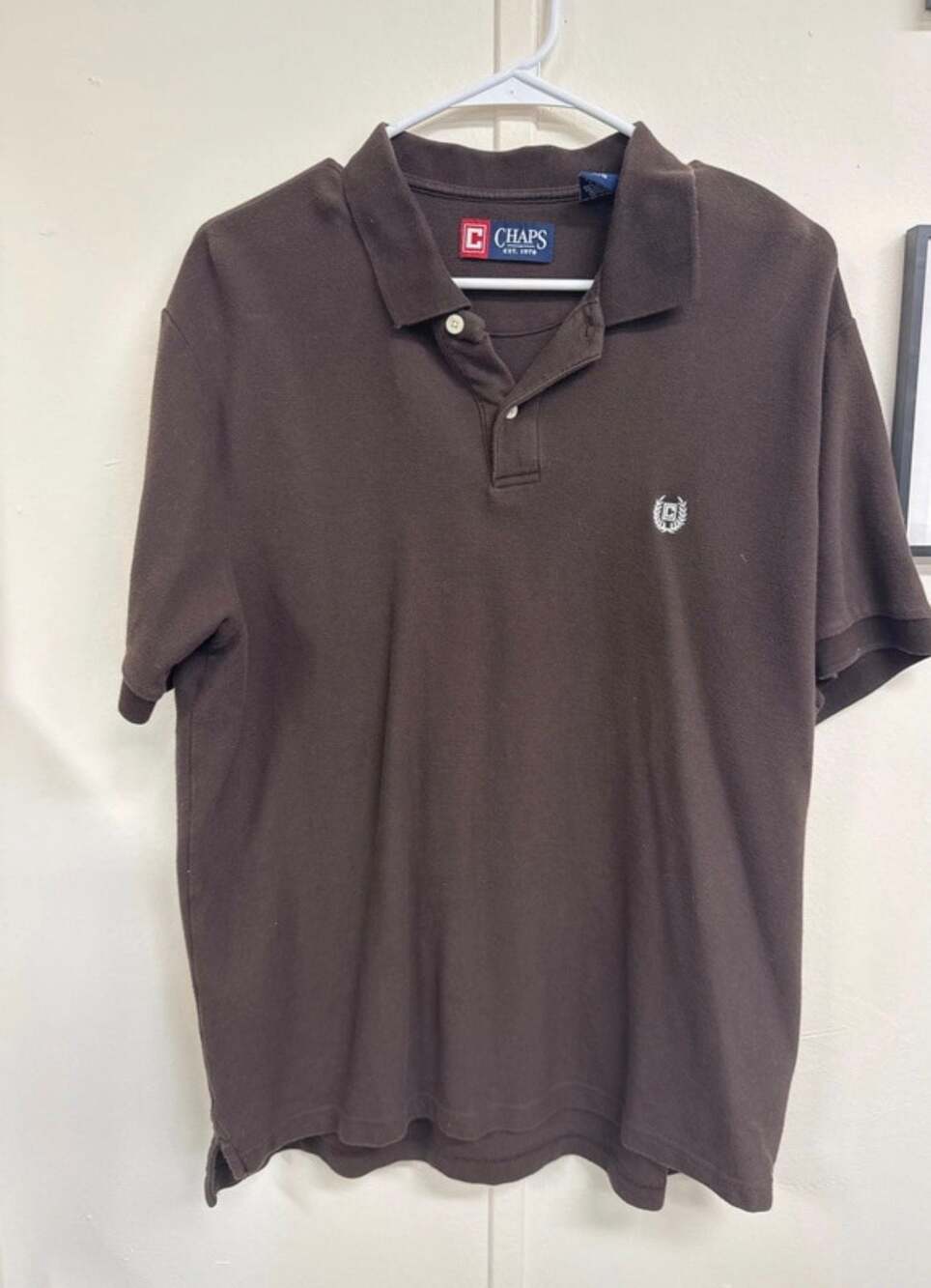 Chaps Men's Short Sleeve Polo Shirt Brown Size L